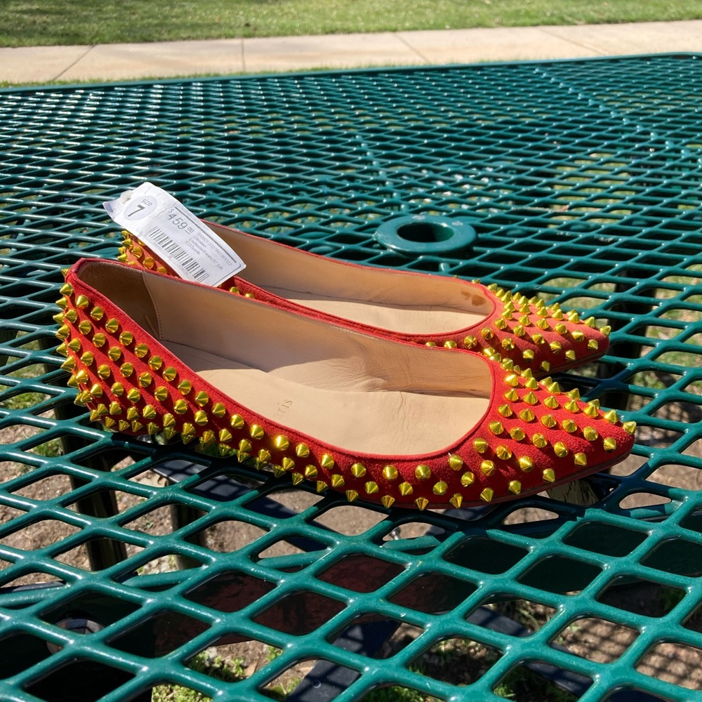Christian Louboutin Suede Spiked Flats w OG Tag  READ DESCRIPTION